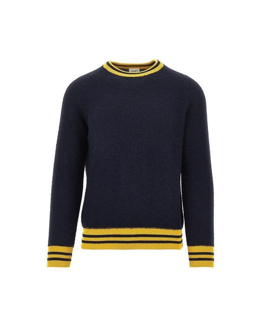 GALLIA KNIT Blue Bouclé Knit Sweater for men