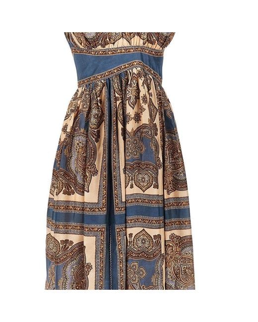 Zimmermann Brown 'Mahon' Paisley Silk Long Dress