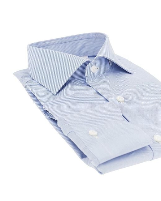 Finamore 1925 Blue 'Milano' Cotton Shirt for men