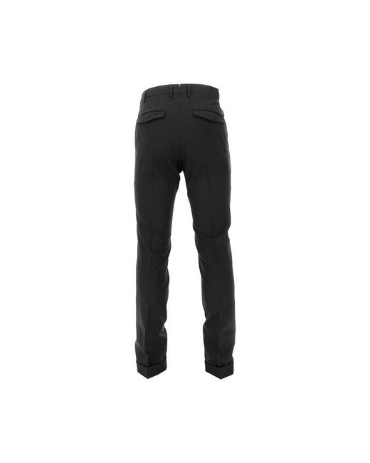 PT Torino Black Stretch Wool Master Fit Pants for men