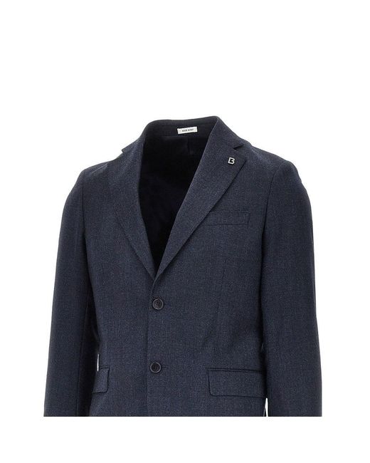 BRERAS Milano Blue Single-Breasted Wool Tailored Suit for men