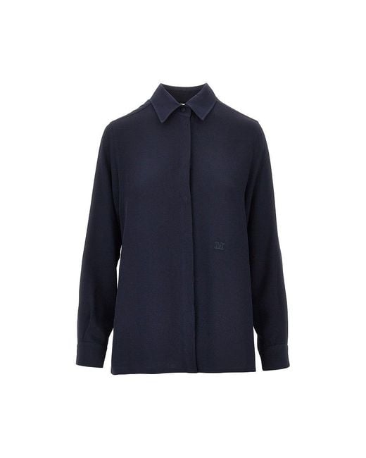 Max Mara Blue Silk Cady Shirt