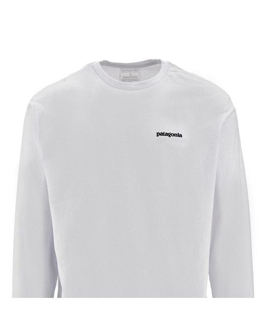 Patagonia White 'P-6 Logo' Long-Sleeved T-Shirt for men