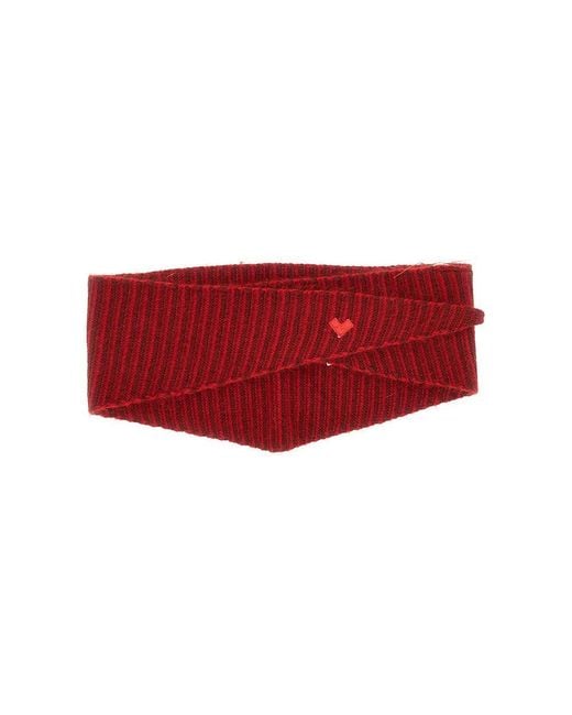 Bellerose Red Knitted Scarf With Striped Motif Kids