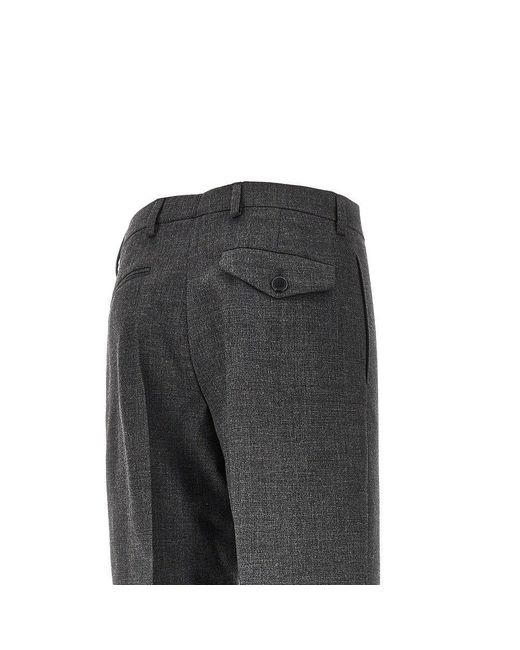 Prada Gray Wool Canvas Tailored Pants