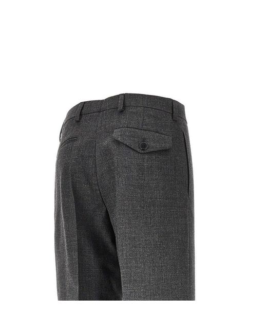 Prada Gray Wool Canvas Tailored Pants