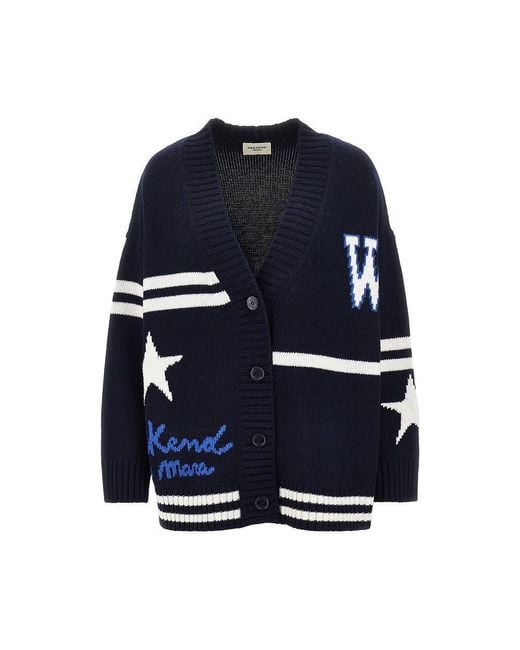 Weekend by Maxmara Blue Knitted Cardigan With Logo
