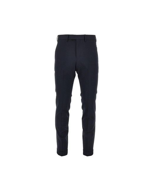 PT Torino Blue Stretch Wool Master Fit Pants for men
