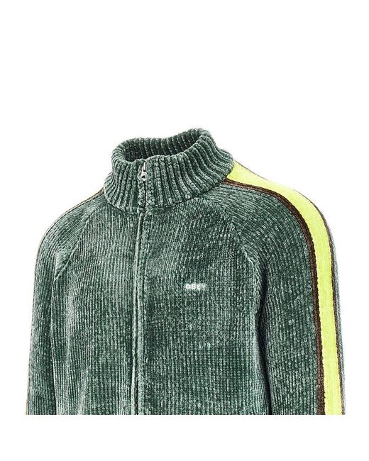 Obey Green Chenille Cardigan With Logo Embroidery for men