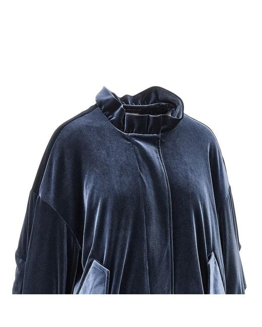 Emporio Armani Blue Chenille Blouson Jacket With Gathered Neck for men