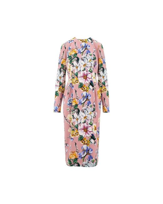 Dolce & Gabbana White Floral Print Midi Dress