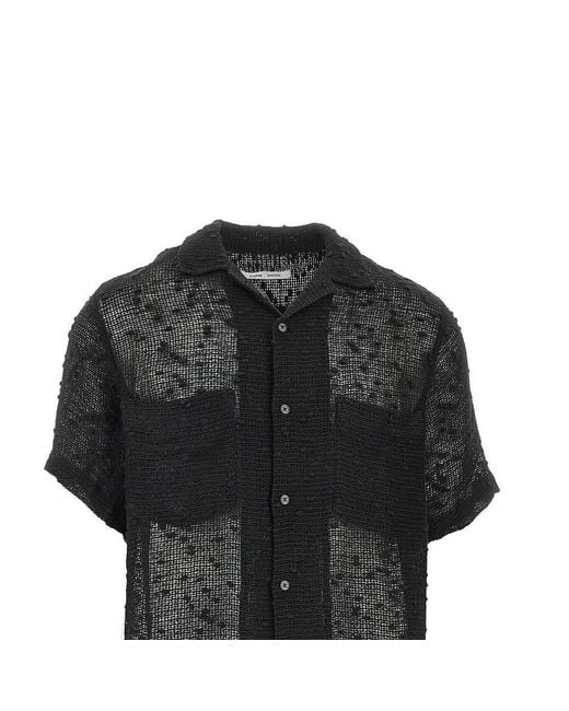 Cmmn Swdn Black 'Dexter' Cotton And Linen-Blend Shirt for men