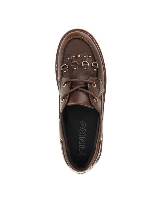 Pinko Brown 'Margaret' Leather Boat Shoes