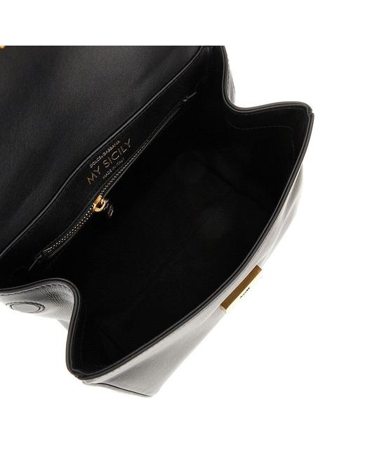 Dolce & Gabbana Black Plongé Leather 'My Sicily' Bag