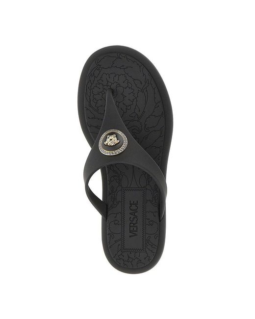 Versace Black 'Alia' Rubber Thong Slides
