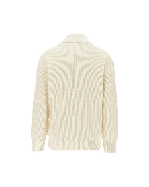 Laneus White Cotton Knitted Cardigan for men