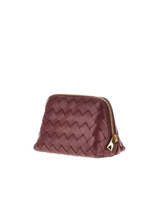 Bottega Veneta Red Intrecciato Leather Pouch