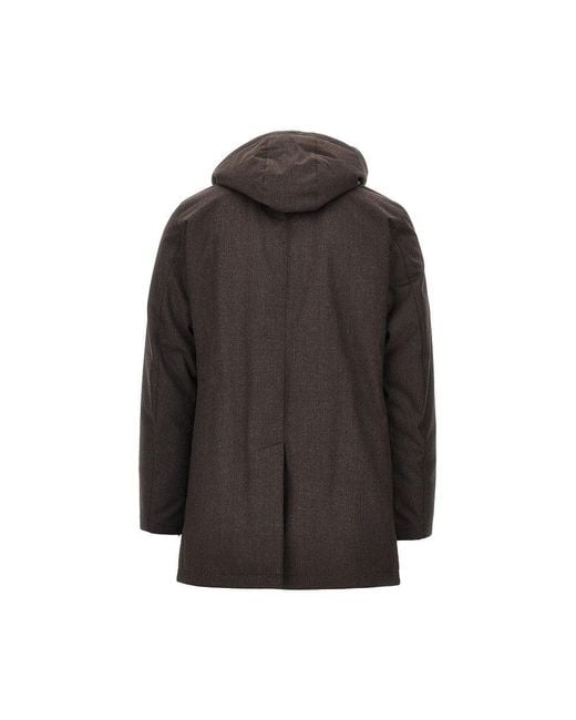 Herno Black Padded Technical Wool Down Jacket for men