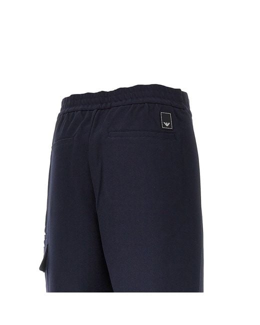 Emporio Armani Blue Travel Essential Piquet Jersey Cargo Pants for men