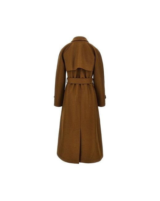 Harris Wharf London Brown Pressed Wool Long Trench Coat