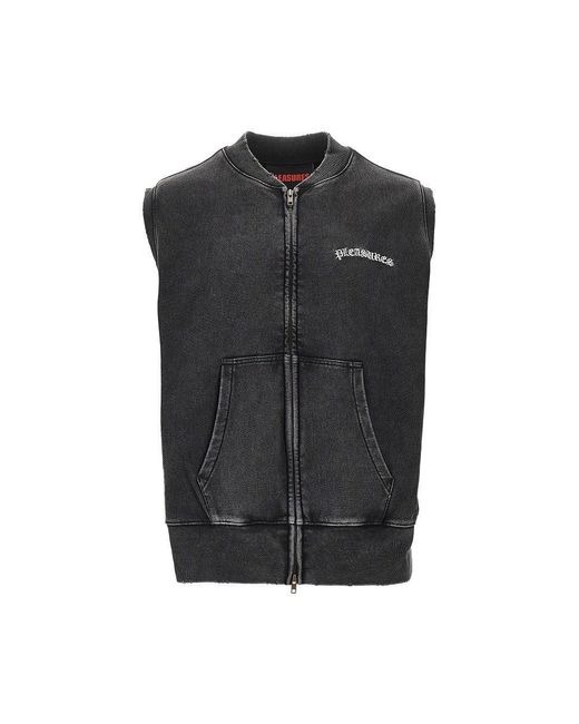 Pleasures Black 'Neural' Zip Vest for men