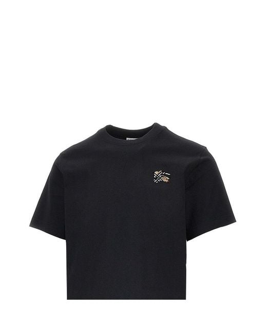 Burberry Black Flocked Ekd Motif T-Shirt for men