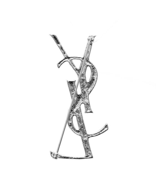 Saint Laurent Black Crocodile Opyum Brooch