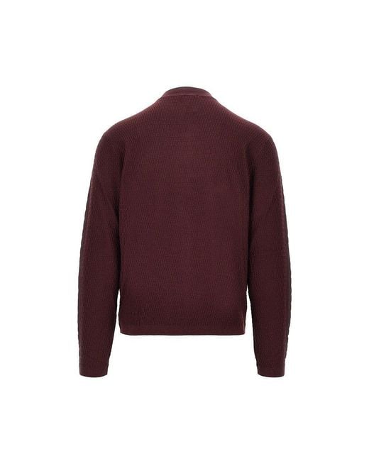 Emporio Armani Purple Virgin Wool Knitted Cardigan for men