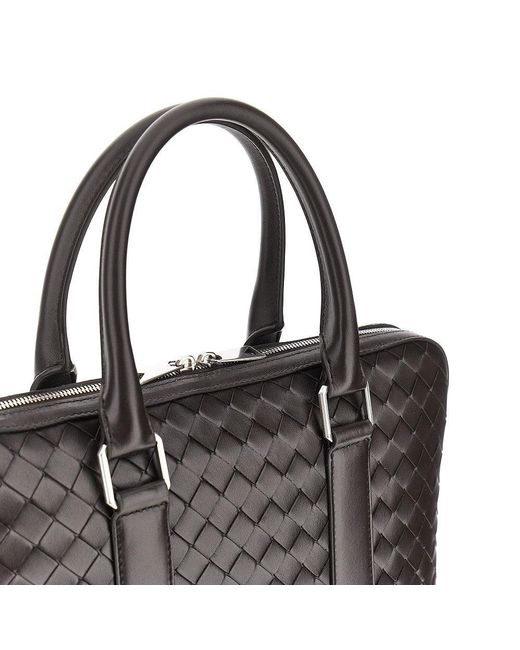 Bottega Veneta Black Intrecciato Leather Business Bag for men