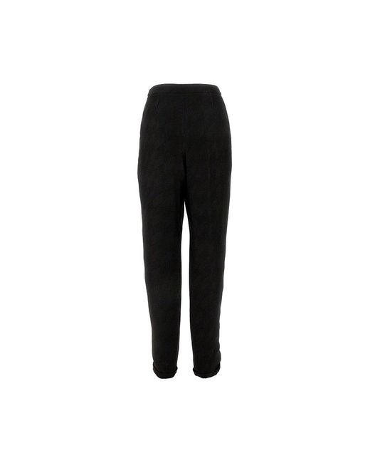 Emporio Armani Black Canneté Fabric Pants With Darts