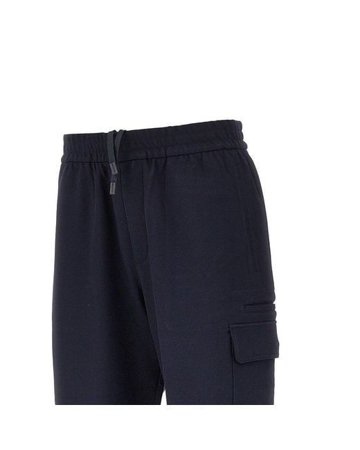 Emporio Armani Blue Travel Essential Piquet Jersey Cargo Pants for men