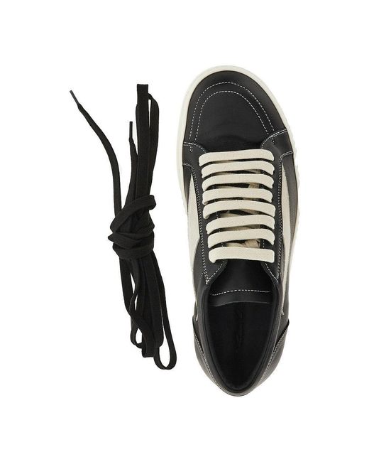 Rick Owens Black Leather Vintage Sneakers for men
