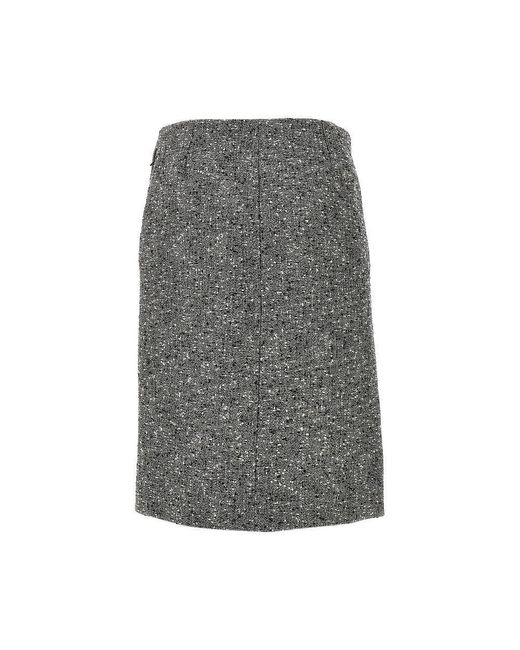 Gucci Gray Seeded Wool Knee-Length Skirt