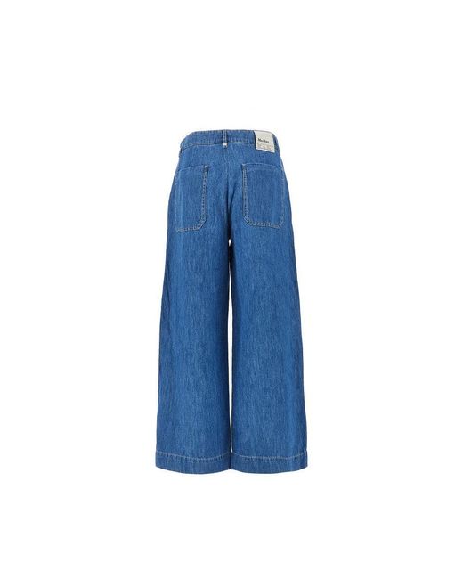 Max Mara Blue Cotton And Linen Denim Pants