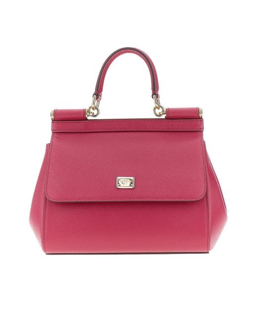 Dolce & Gabbana Pink Dauphine Leather Small 'Sicily' Bag