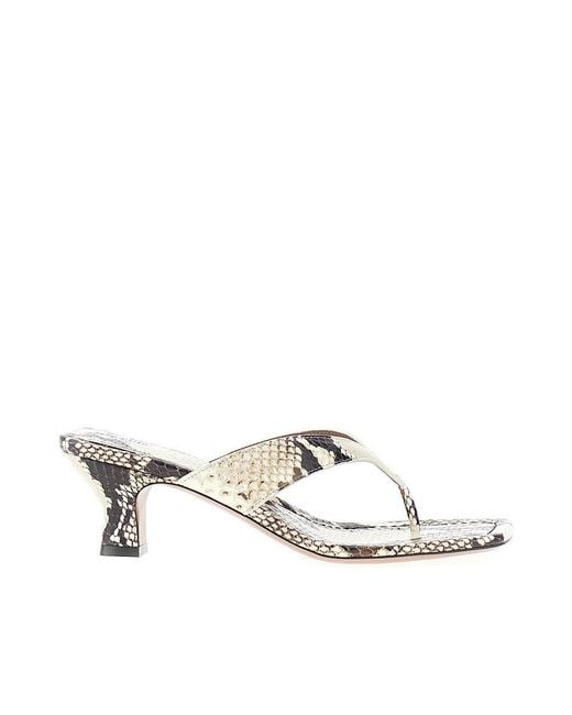 Paris Texas White Python-Print Leather 'Portofino' Mules