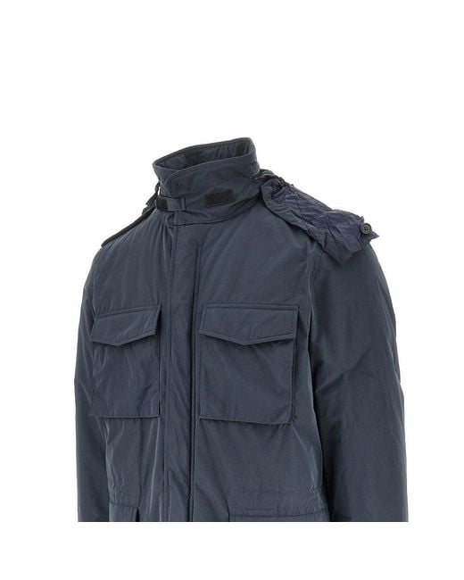 Aspesi Blue Padded Nylon Minifield Jacket for men