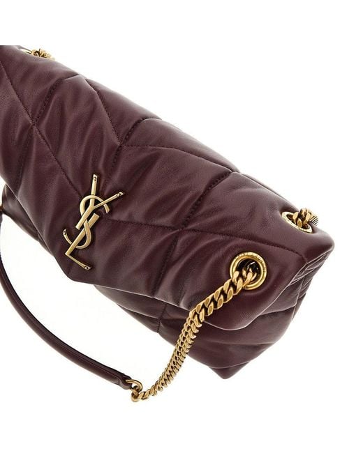 Saint Laurent Purple Leather Small 'Loulou Puffer' Bag