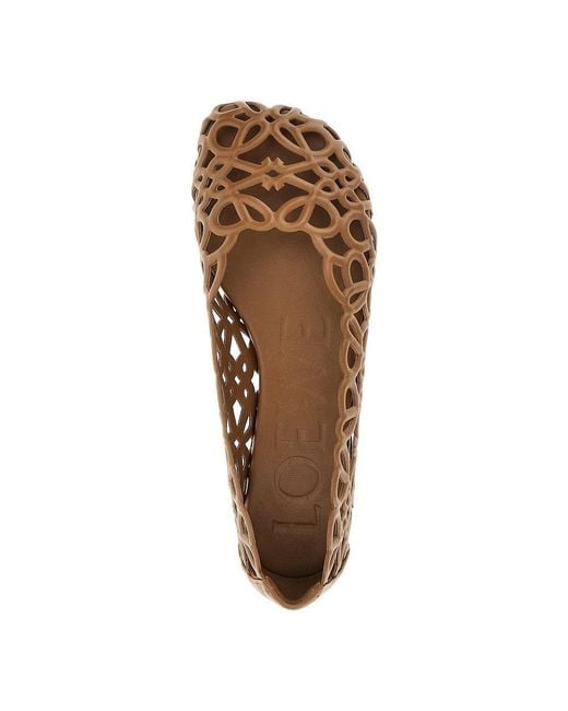 Loewe Brown 'Petal Anagram' Leather Ballet Flats