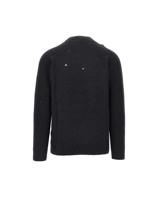 Laneus Blue Alpaca-Wool Blend Crewneck Sweater for men