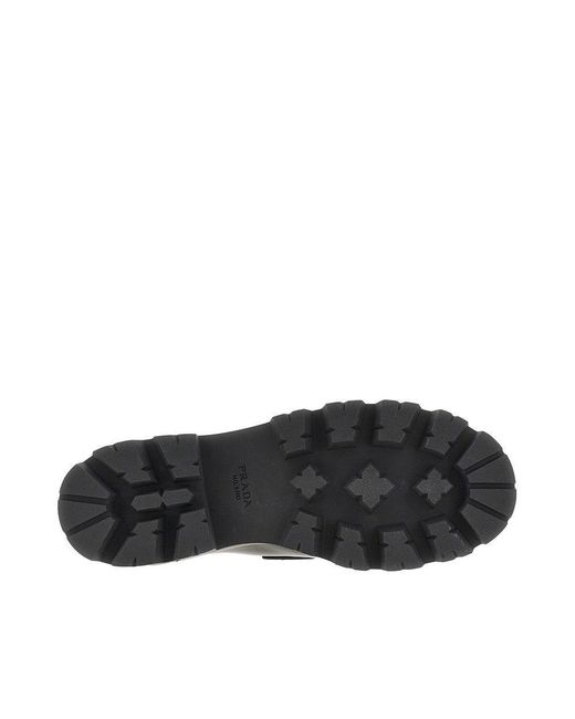 Prada Black Leather Loafers With Lug Sole