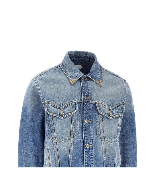 Versace Blue Denim Jacket With Medusa Details for men