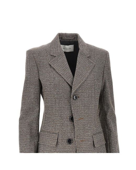 AMI Gray Houndstooth Single-Breasted Jacket