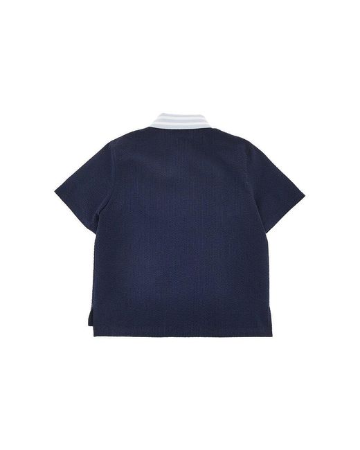 Fendi Blue Cotton Seersucker Shirt With Logo Kids 12 for men