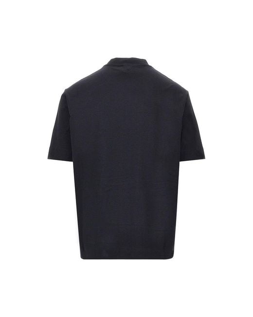 Emporio Armani Blue Jersey T-Shirt With Logo Patch for men