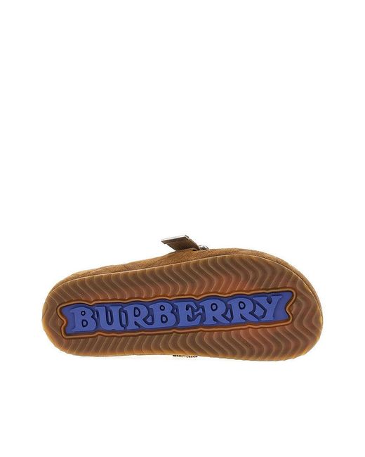 Burberry Brown Check Suede Leather 'Urchin' Clogs