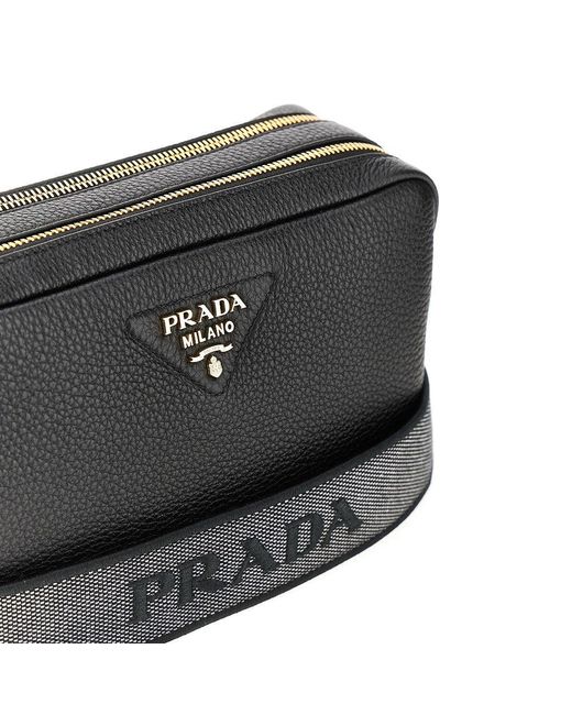 Prada Grained Leather Small Crossbody Bag in Black | Lyst UK