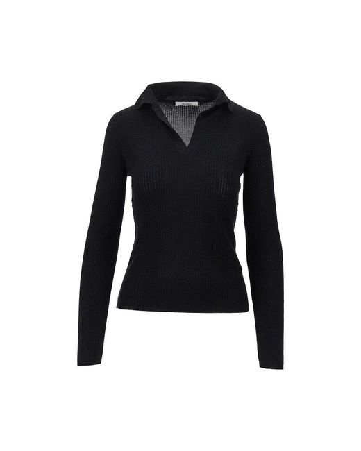 Max Mara Blue Cashmere And Silk-Blend Knitted Polo Shirt