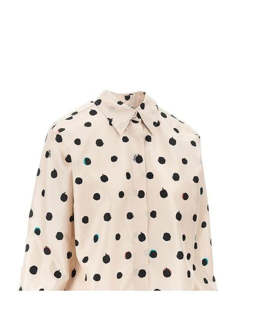 Fendi White Falena Dots Silk Shirt