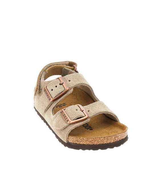 Birkenstock Natural 'Milano' Suede Leather Sandals Kids for men